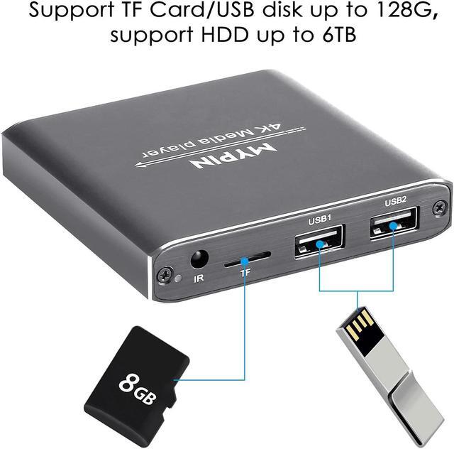 4K Media Player, MYPIN Digital MP4 Player For HDD/USB Drive/TF Card/H