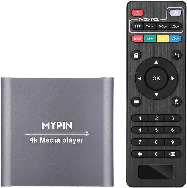 Main image of 4K Media Player with Remote Control, Digital MP4 Player for 8TB HDD/USB Drive/TF Card/H.265 MP4 PPT MKV AVI Support HDMI/AV/Optical Out and USB Mouse/Keyboard-HDMI up to 7.1 Surround Sound (Grey)