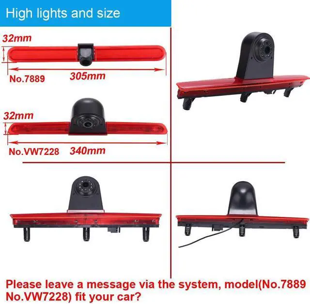 Alt view image 4 of 5 - HD 1280x720 Pixels 1000 TV Lines 3rd Brake Light Reversing Camera Brake lamp Parking Camera for VW T5 Bus Transporter Multivan Caravelle Business Third Stop Light 2003-2015 Bj