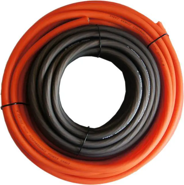 Main image of RD True 4 Gauge AWG CCA 25ft Orange Power Wire and 25ft Black Ground Soft Touch Cable Battery Cable, Home Speaker Stereo System, Automotive Use