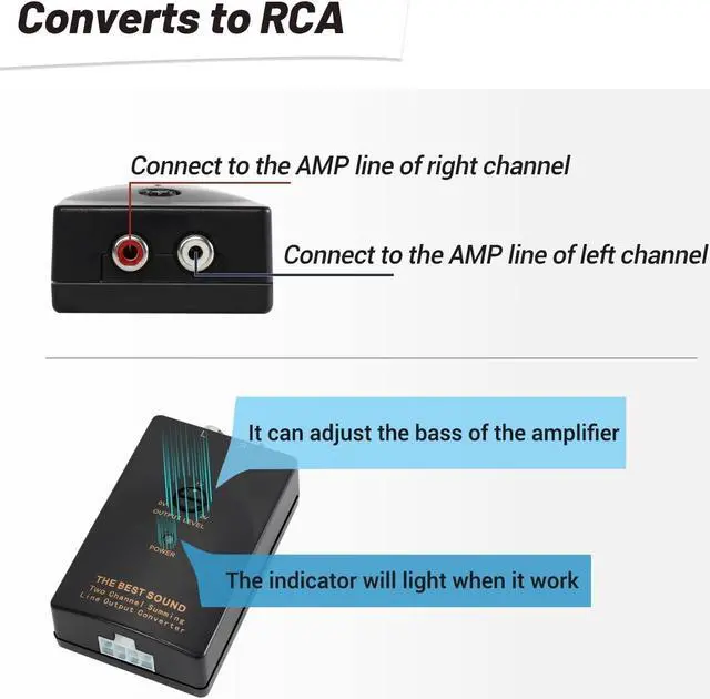 Alt view image 3 of 5 - NuIth Car Radio Amp Amplifier Wiring Harness Adapter for Chrysler/Dodge/Jeep 2008-UP Select Vehicles Non JBL System High to Low RCA Converter for Adding Amplifier Subwoofer to Stock Stereo