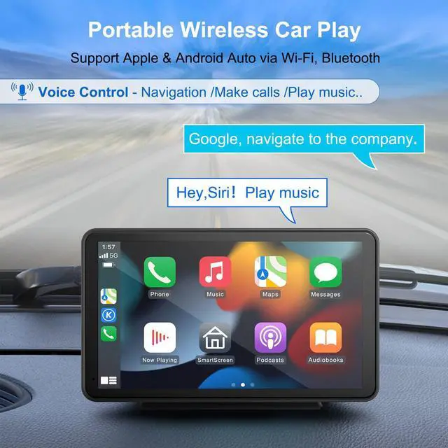 Alt view image 3 of 5 - ONCHEER 7-Inch Carplay Android Auto Touchscreen with Mirror Link, HD Waterproof Backup Camera, Bluetooth, WiFi, Auxiliary, USB Charger - Compatible with iPhone and Android Phones