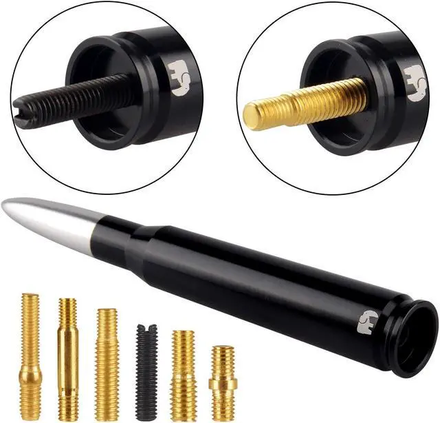 Alt view image 5 of 5 - ONE250 50 Cal Caliber Bullet Style Antenna, Compatible with Chevy - Silverado (1999-2024), Colorado (2003-2024), Equinox (2003-2017), Avalanche - Designed for Optimized FM/AM Reception (Silver)