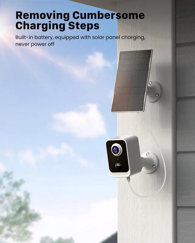 Alt view image 2 of 5 - PEEIPM Security Cameras Wireless Outdoor Solar: Battery Power Cameras for Home Security WiFi Seguridad Camara System Kit Surveillance Monitor with Motion Sensor Flood Light Alarm & Color Night Vision