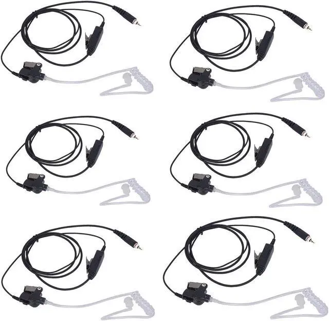 Main image of Pdflie clp 1010e 1080e Air Tube Earpiece Ear Piece Radio Airtube Surveillance Headset with Ptt Mic Compatible for Motorola Walkie Talkies clp-e clp1010e clp1080e(Black, Wired, 6 Pack)