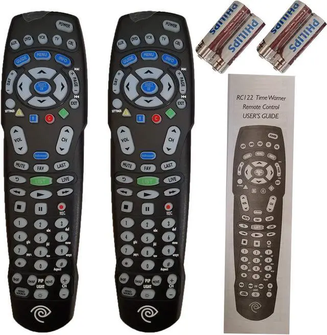 Main image of 2 Pack TWC Phillips RC122 Time Warner Cable Scientific Atlanta Box 5 Devices Universal Remote Control White Logo