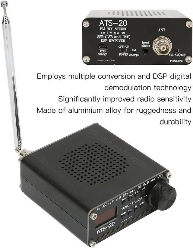 Alt view image 3 of 5 - Portable FM Shortwave Radio with SSB Reception,Professional Multifunction Aluminium Alloy All Band Radio Receiver,Radio for Outdoor Camping Home