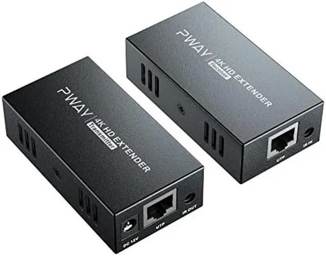 Main image of PWAY 4K HDMI Extender, Ultra HD 4K@60Hz over Cat5e/6 Up to 200ft/60m, Extended Audio and Video, Supports Loop Out, IR, HDCP 2.2/1.4 YUV 444