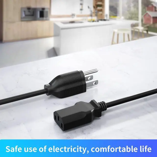 Alt view image 2 of 5 - Computer Monitor Power Cord 9.8ft 3 Prong Power Cord Compatible with Apple Dell HP ASUS Lenovo Samsung Sony Philips Acer Dell LG Compaq, ASUS VG248qe (Monitor), BenQ XL2411Z etc. - 3pcs