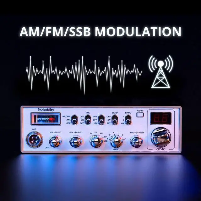 Alt view image 2 of 5 - Radioddity QT40 10 Meter SSB Ham Radio, Digital Noise Reduction 40W High Power Amateur Radio with NOAA Alert, AM/FM/PA Mobile Transceiver with CTCSS/DCS, USB Programming Cable, Perfect for Truck