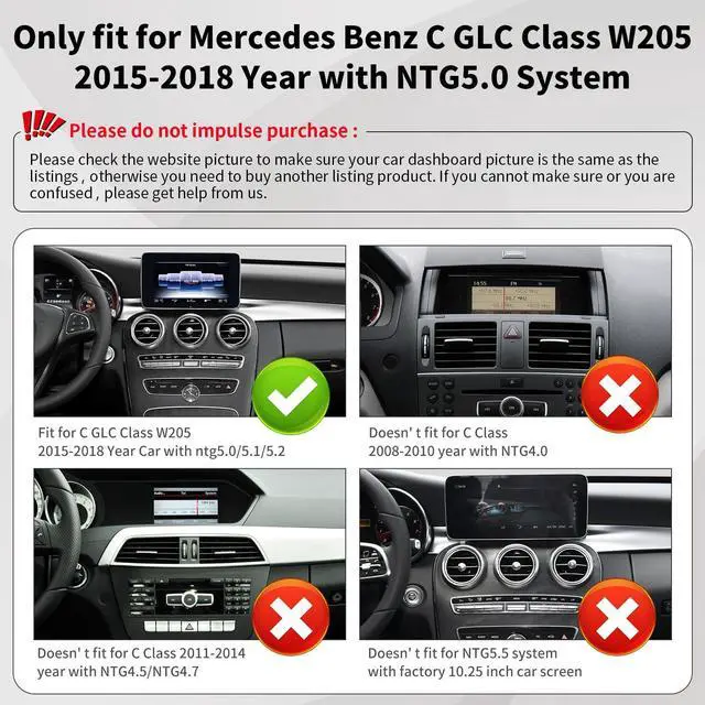 Alt view image 2 of 5 - Road Top Android 13 Car Radio Touchscreen 12.3" Car Stereo for Mercedes Benz C GLC GLA CLA Class W205 X156 C117 2015-2018 Year NTG5.0, Support Wireless Carplay, Android Auto, Camera, Mirrorlink