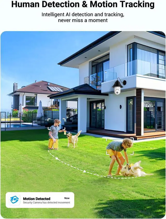 Alt view image 4 of 5 - Light Bulb Security Camera Wireless Outdoor Indoor, 5G&2.4G WiFi Security Cameras with Patrol Function, AI Human Detection, Motion Tracking, Two-Way Talk, Color Night Vision, Alarm, 24/7 Recording