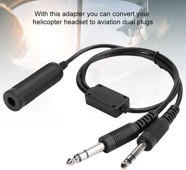 Alt view image 2 of 5 - Serounder Headset Adapter Cable,U174 Helicopter to General Aviation Headset Adapter Cable with Dual GA Plugs (3/16 "Mic Plug,1/4" Speaker Plug)