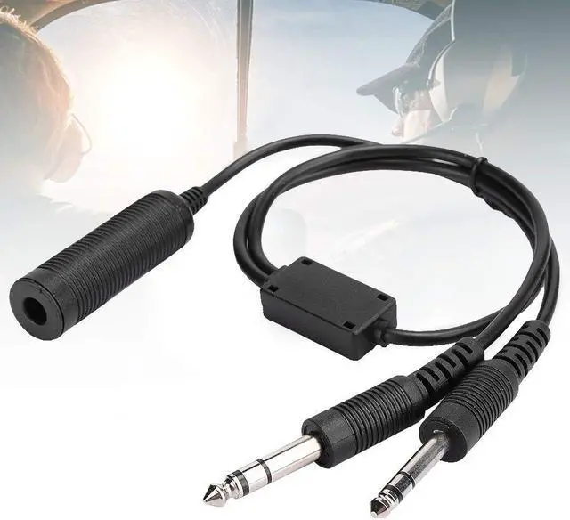 Alt view image 4 of 5 - Serounder Headset Adapter Cable,U174 Helicopter to General Aviation Headset Adapter Cable with Dual GA Plugs (3/16 "Mic Plug,1/4" Speaker Plug)