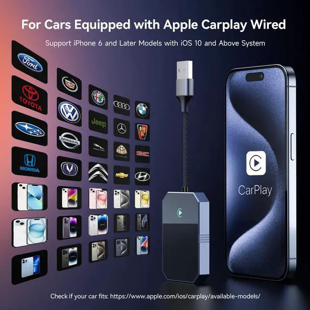 Alt view image 4 of 5 - Mavulo Wireless CarPlay Adapter for iPhone,Converts Wired to Wireless,Plug & Play Car Play Wireless Adapter Fit for Cars from 2017 & for iPhone iOS10+