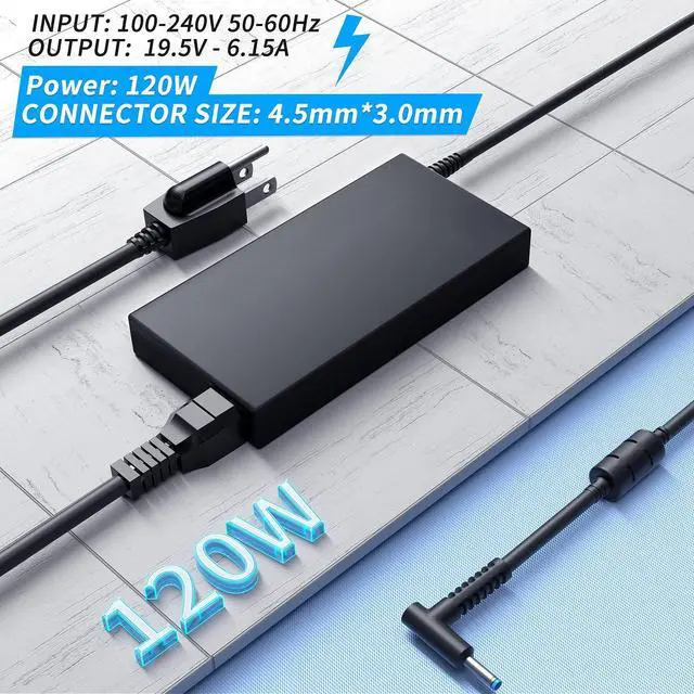 Alt view image 2 of 5 - VHBW Replacement for HP 120W Power Adapter Compatible with HP USB-C Dock G5 USB-C/A Universal Dock G2 5TW13AA Envy 15 17 series Omen 15-5000 5100 5200 710415-001 L41856-001 120W AC Adapter