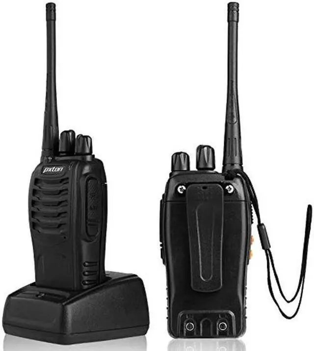 Alt view image 4 of 5 - pxton Walkie Talkies Rechargeable Long Range Two-Way Radios with Earpieces,2-Way Radios UHF Handheld Transceiver Walky Talky with Flashlight Li-ion Battery and Charger(2 Pack)