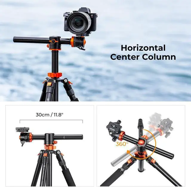 Alt view image 3 of 5 - K&F Concept 67 inch Camera Tripod Horizontal Aluminum Tripods Portable Monopod with 360 Degree Ball Head Quick Release Plate for DSLR Cameras T255A4+BH-28L (TM2515T1)