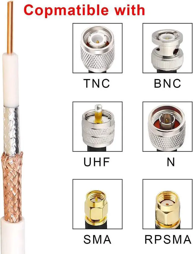Alt view image 5 of 5 - MOOKEERF RG8X Coaxial Cable 50ft,Low Loss 50 ohm RG 8X Cable 50 Feet,White