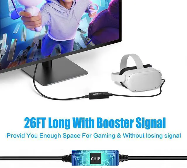 Alt view image 3 of 5 - S.H.Y SPRUCES VR Link Cable 26ft,Compatible with Oculus Quest 2 Quest 3/Pro/Pico4 Accessories,USB 3.1 to Type-C for Meta/Quest 3/Steam VR Headset Gaming Connection PC,8M