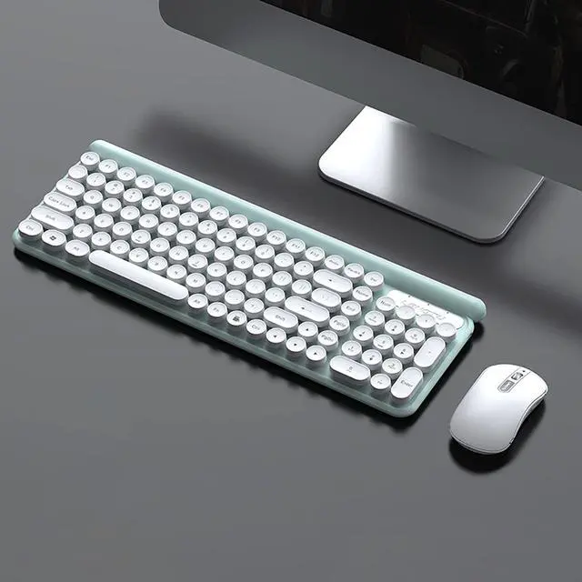 Alt view image 2 of 5 - Wireless Mouse and Keyboard Combo,Ultra Thin 2.4G Cordless Punk Style Office Keyboard with USB Ergonomic Optical Mice Set for PC Laptops Notebooks Computer (Light Green)
