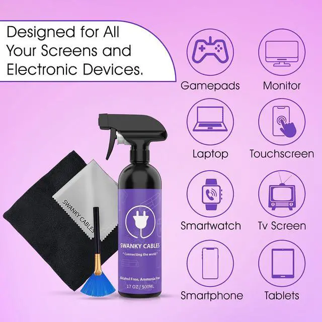 Alt view image 4 of 5 - Swanky Computer Screen Cleaner Kit: Set of Electronic Cleaner Spray Microfiber Cleaning Cloth for Tv Cleaner - Ipad Screen Cleaner - Iphone Cleaner - Monitor Cleaner - Laptop Cleaner (17 Oz, 6-Pack)