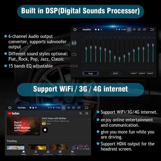 Alt view image 5 of 5 - SYGAV Android 13 Car Radio Stereo for 2008 2009 2010 2011 2012 Toyota Highlander with JBL Amplifier but Without OEM Navigation/Built-in Wireless Carplay Android Auto 10.2" Head Unit Video Player