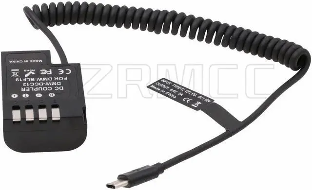 Alt view image 5 of 5 - SZRMCC DCC12 DC Coupler DMW BLF19 Dummy Battery to Type-C USB C PD Trigger Cable for Panasonic DMC GH5 GH4 GH3 Camera