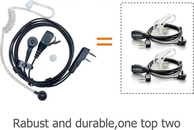 Alt view image 2 of 5 - SHON Walkie Talkie Ear Pieces with Mic - 2PIN Acoustic Tube Earpiece for Crystal Clear Sound, Two-Way Radio Compatible with Kenwood Baofeng and Retevis,Police Law Enforcement (10 Sets/Black)