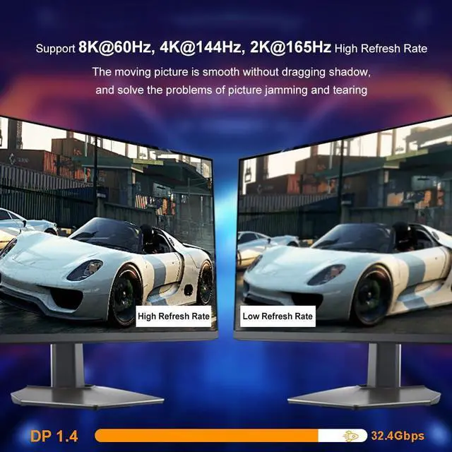 Alt view image 5 of 5 - Throncom DP1.4 Fiber Optic Cable 30m(98.4ft), Ultra High Speed 32.4Gbps DisplayPort Cable 8K@60Hz 4K@144Hz 2K @165Hz Slim Braided Cable