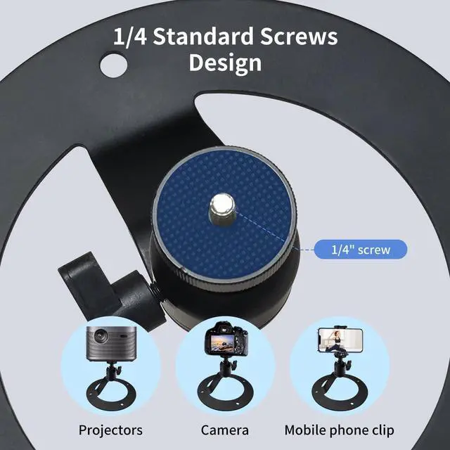 Alt view image 5 of 5 - Tonalee Projector Stand Table Tripod: Ballhead Angle 360 Degree Adjustable with 1/4" Screw for Most Projectors Webcams