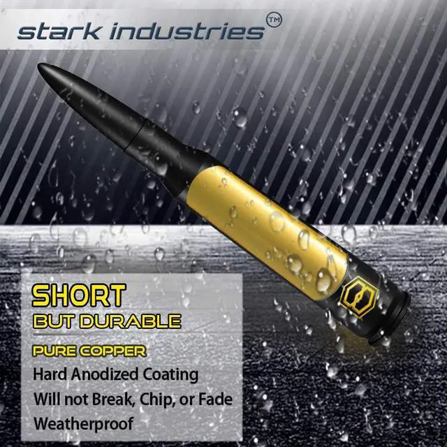 Alt view image 2 of 5 - Black 50 Cal Bullet Style Truck Antenna Replacement fits for 1995-2015 Toyota Tacoma and 2014+ Tundra - Pure Copper