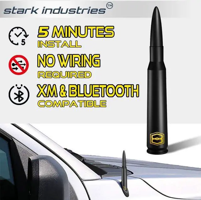 Alt view image 4 of 5 - Black 50 Cal Bullet Style Truck Antenna Replacement fits for 1995-2015 Toyota Tacoma and 2014+ Tundra - Pure Copper