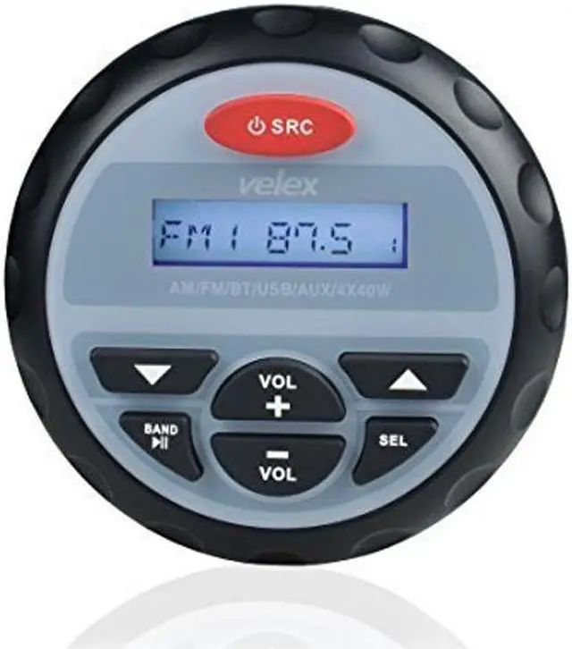 Main image of Waterproof Bluetooth Marine Stereo Receiver with MP3 Player AM FM Radio and USB for Streaming Music on Boats Golf Carts ATV UTV and Spa Hot Tubs