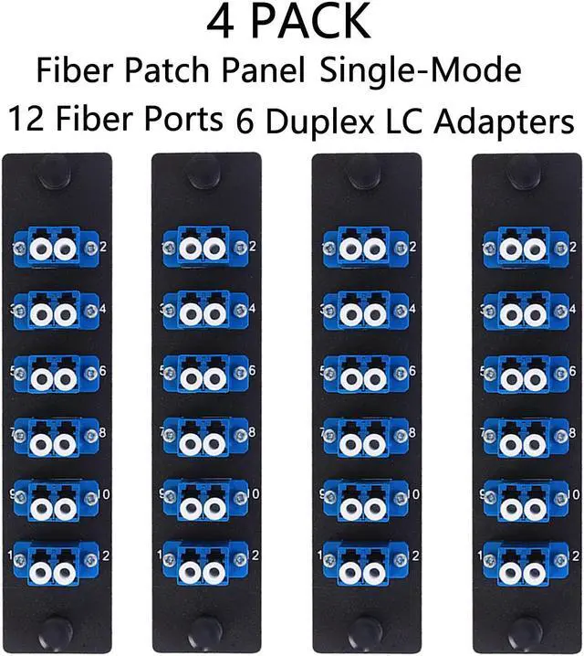 Alt view image 2 of 5 - VFLTOOL 4 Pack Fiber Patch Panel Enclosure - 6 Duplex LC Adapters, 12 Fiber Optic Ports, LGX Compatible, LC UPC Blue, Single Mode and Multimode Compatible for 1.25G/10GB OS1-2/OM1-3 Networks