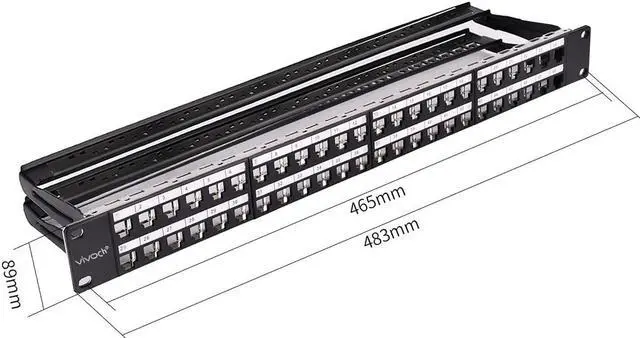 Alt view image 2 of 5 - VIVOCH 2U 48 Ports Blank Patch Panel Unload Modular Patch Panel Blank Frame with Cable Manager Bar