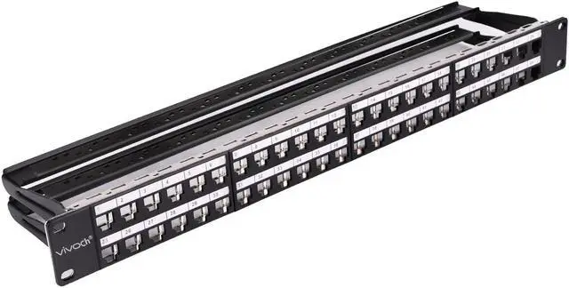 Main image of VIVOCH 2U 48 Ports Blank Patch Panel Unload Modular Patch Panel Blank Frame with Cable Manager Bar