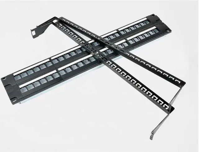 Alt view image 3 of 5 - VIVOCH 2U 48 Ports Blank Patch Panel Unload Modular Patch Panel Blank Frame with Cable Manager Bar
