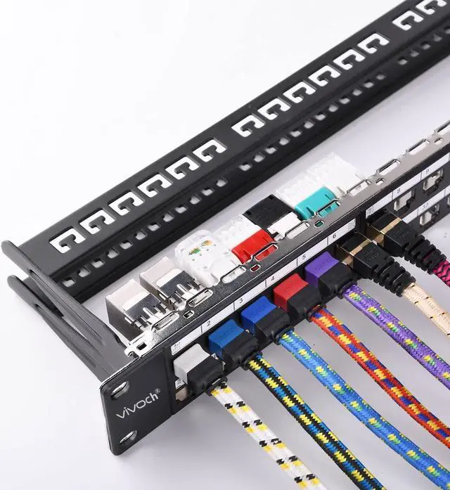 Alt view image 5 of 5 - VIVOCH 2U 48 Ports Blank Patch Panel Unload Modular Patch Panel Blank Frame with Cable Manager Bar