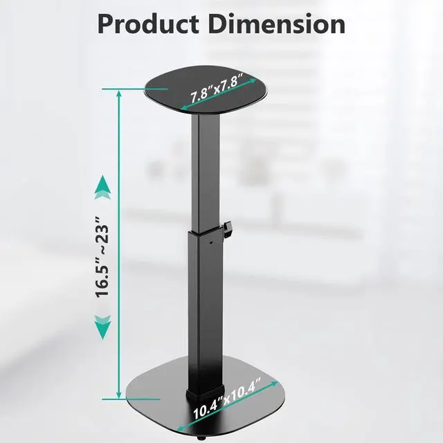 Alt view image 4 of 5 - WALI Universal Speaker Stands, Surround Sound Speaker Stands for Satellite & Bookshelf Speakers Up to 22lbs, Height Adjustable with Built-in Cable Management, 1 Pair (SFS001), Black