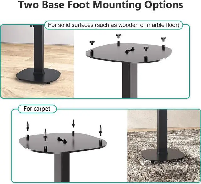 Alt view image 5 of 5 - WALI Universal Speaker Stands, Surround Sound Speaker Stands for Satellite & Bookshelf Speakers Up to 22lbs, Height Adjustable with Built-in Cable Management, 1 Pair (SFS001), Black