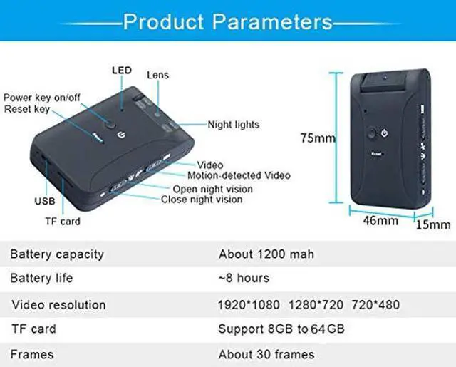 Alt view image 2 of 5 - Winnes HD Night Vision Camera, 1080P Strong Magnetic Rotating Motion DV Back Clip Handheld Camera Portable Smart Camera