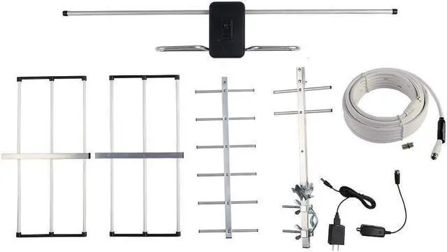 Alt view image 4 of 5 - McDuory Digital Amplified Outdoor HDTV Antenna - 120 Miles Range - Built-in Amplifier - Performance in UHF/VHF - 40 feet RG6 Coax Cable - Tools Free Installation