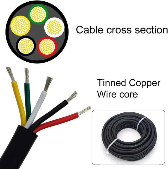 Alt view image 4 of 5 - 16 Gauge 5 Conductor Tinned Copper Electrical Wire Stranded PVC Audio Power Cable Speaker Wire (Red & Black & Yellow & White & Green) 16AWG-5C-80FT