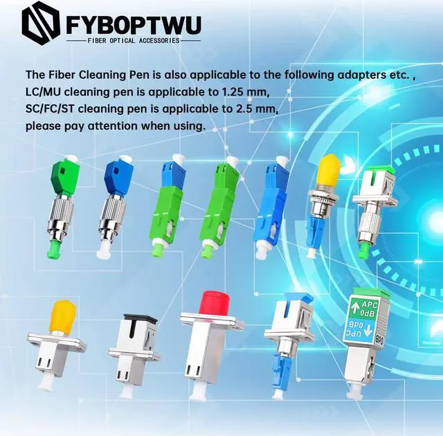 Alt view image 3 of 3 - fyboptwu - 5 pcs Fiber Optic Cleaner Fiber Optic Tools Cleaing Pen for LC/MU 1.25mm Connector Over 800 Cleans Fiber End Face Cleans & Optical Connector Cleans