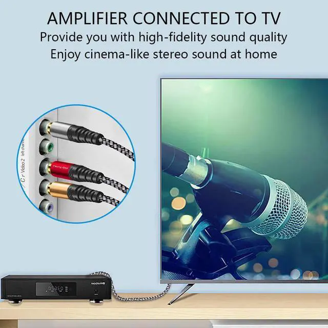 Alt view image 5 of 5 - Audio Video RCA Cable 50 ft,Yeung Qee 3RCA Male to 3RCA Male Composite AV Cable Compatible with Set-Top Box,Speaker,Amplifier,DVD Player and More (50FT/15M)