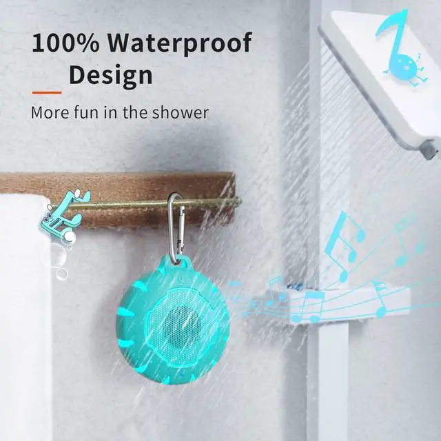 Alt view image 2 of 5 - HEYSONG Waterproof Shower Bluetooth Speaker, Durable & Portable with Clear Sound, Ideal for Shower, Pool, Beach & Kayaking  Great Gift for Girls, Women & Men