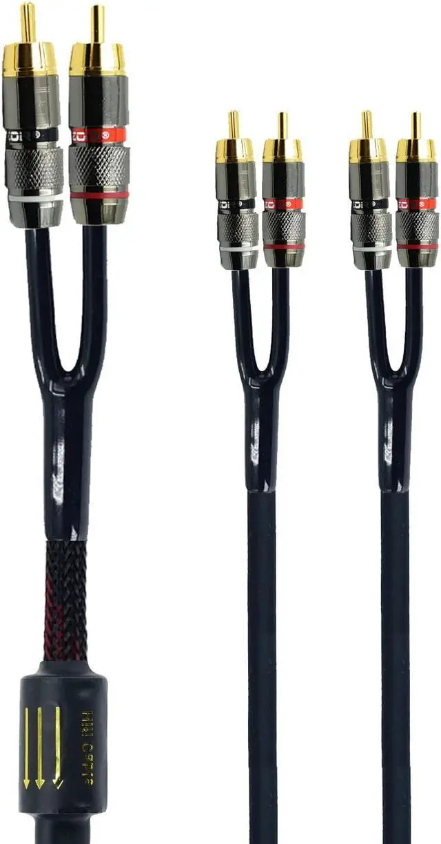 Main image of Arklove 15ft Shielded RCA Plug Splitter Stereo Audio Video Cable 2 Male to 4 Male Dual Speaker Y Adapter Connector Extension Cord 24k Gold Plated 1 Input 2 Output