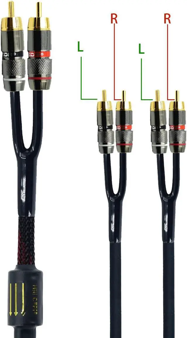 Alt view image 2 of 5 - Arklove 15ft Shielded RCA Plug Splitter Stereo Audio Video Cable 2 Male to 4 Male Dual Speaker Y Adapter Connector Extension Cord 24k Gold Plated 1 Input 2 Output