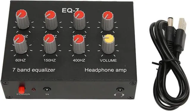 Main image of 7 Band Sound Equalizer, 3.5mm Input Car Sound Equalizer Ear Amplifier Output Input 12dB High Bass Adjustment Dual Channel Digital Equalizer